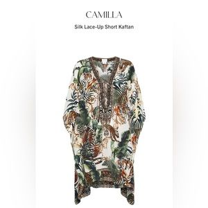 NWT - Authentic - Camilla - Silk Lace-Up Kaftan/poncho - 100% silk - OS